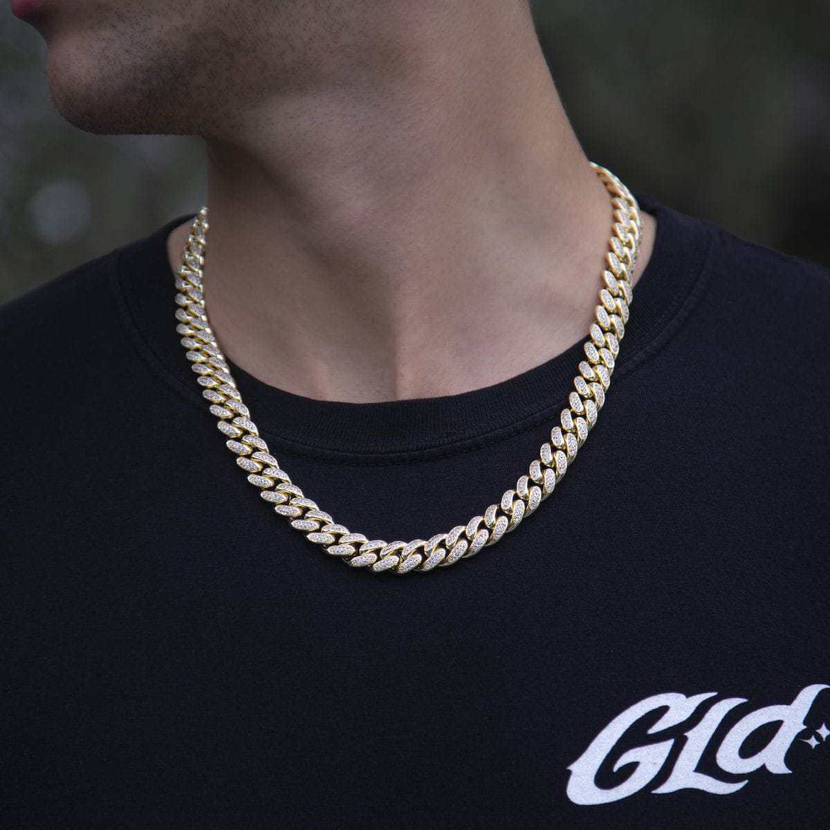 GLD Diamond Cuban Link Chain in Yellow Gold - 12mm