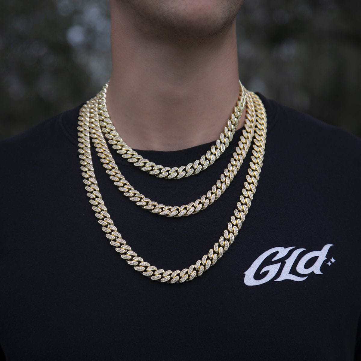 GLD Diamond Cuban Link Chain in Yellow Gold - 12mm