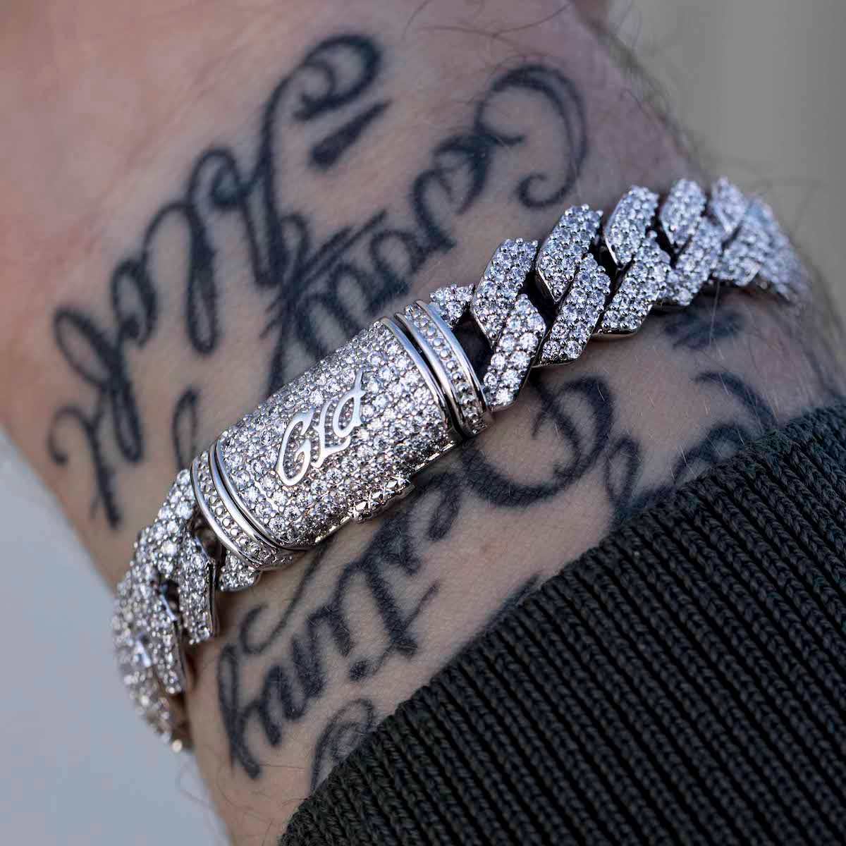 Diamond Prong Link Bracelet in White Gold - 12mm