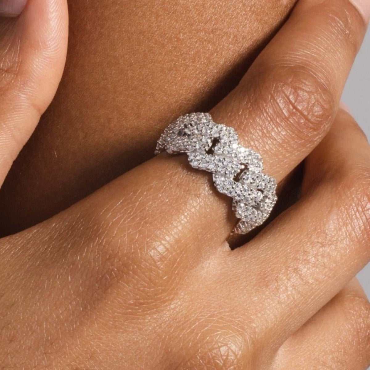 Diamond Prong Ring in White Gold Vermeil