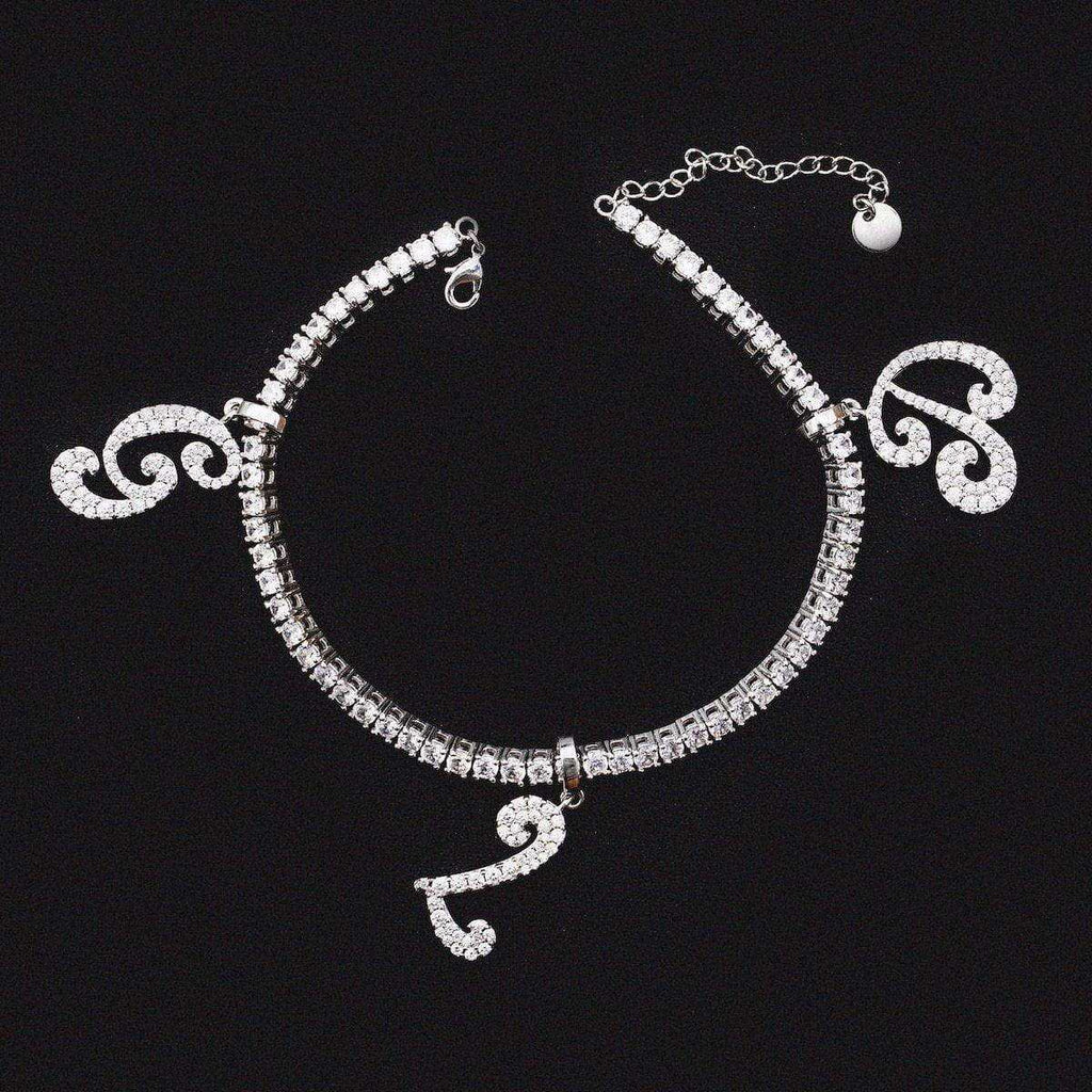 Diamond Script Font Anklet