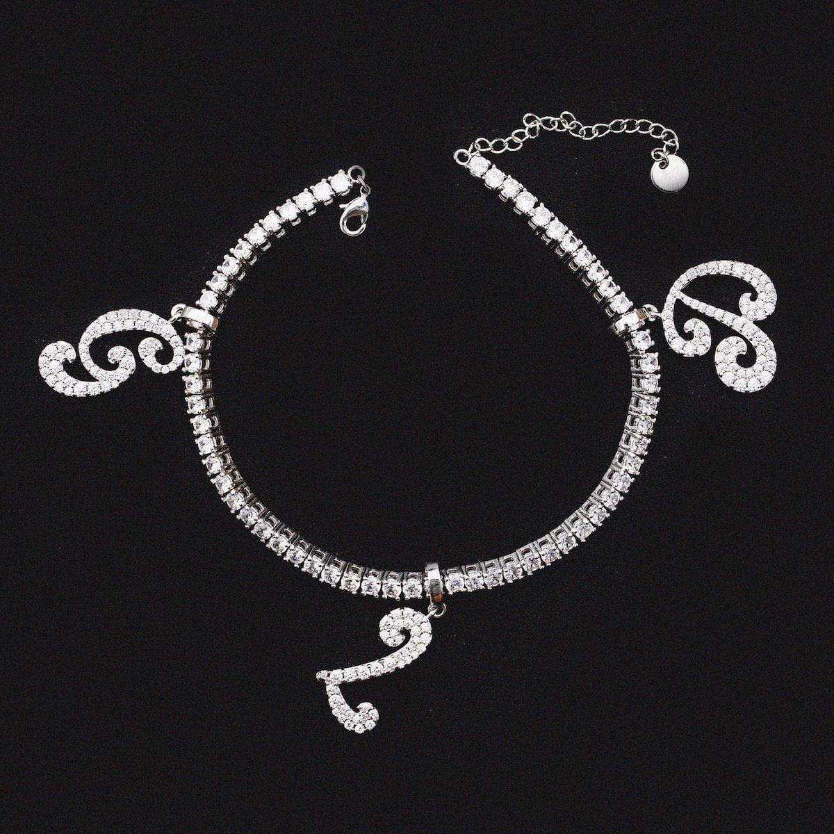 Diamond Script Font Anklet