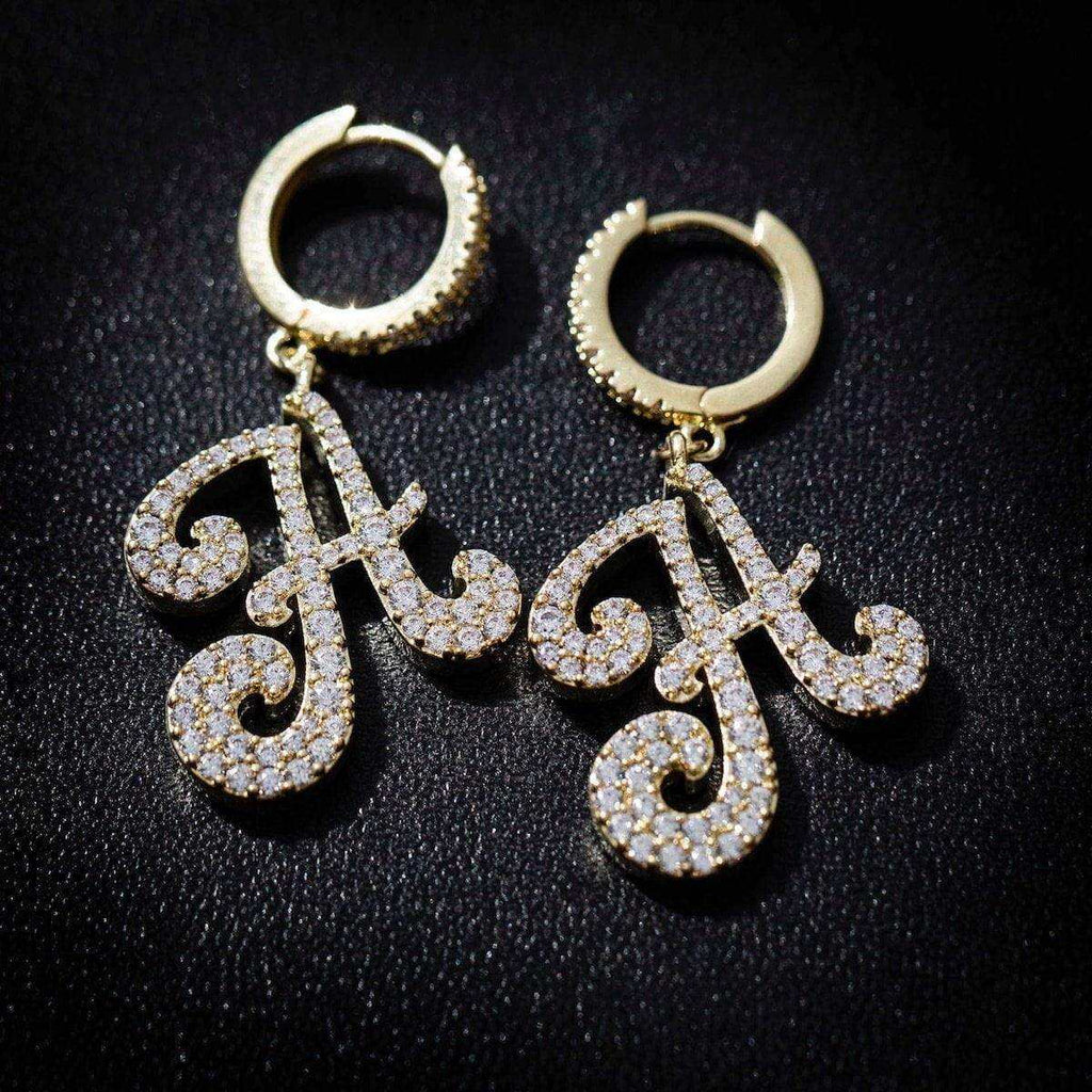 Diamond Script Font Earring - Single Earring