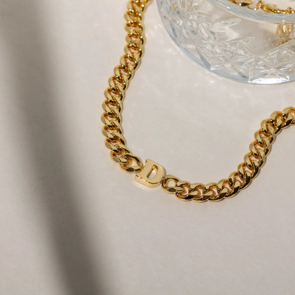Kids Letter Choker w/ XL Cuban Chain