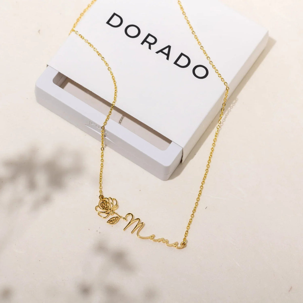 Kids Birth Flower Horizontal Name Necklace