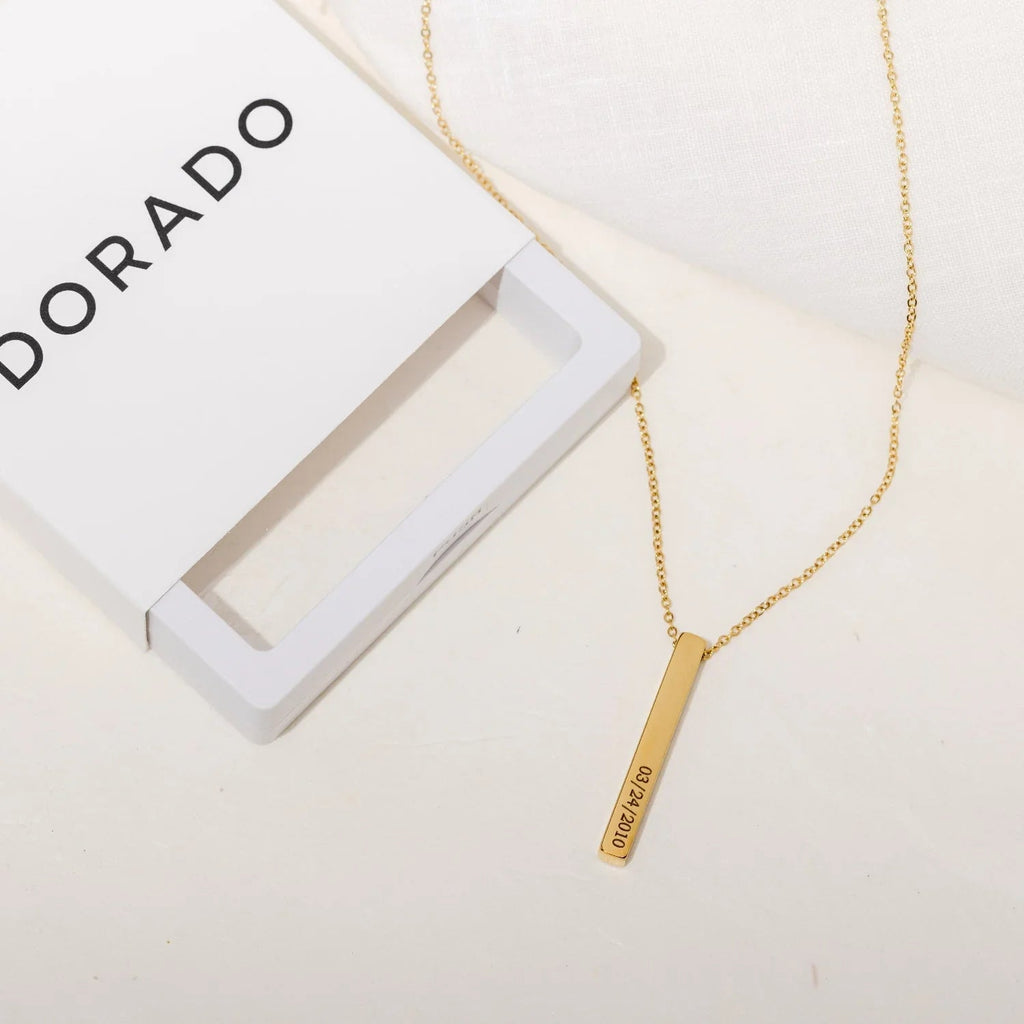 Kids Engraved 3D Bar Necklace