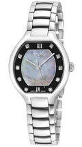 Gevril Women's Lugano Swiss Diamond Watch, Black MOP Dial,316L Stainless Steel Case, 316L Stainless Steel Bracelet Watch.