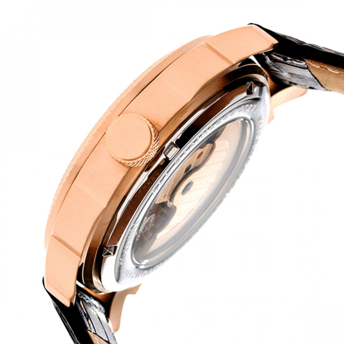 Helmsley Semi-Skeleton Leather-Band Watch
