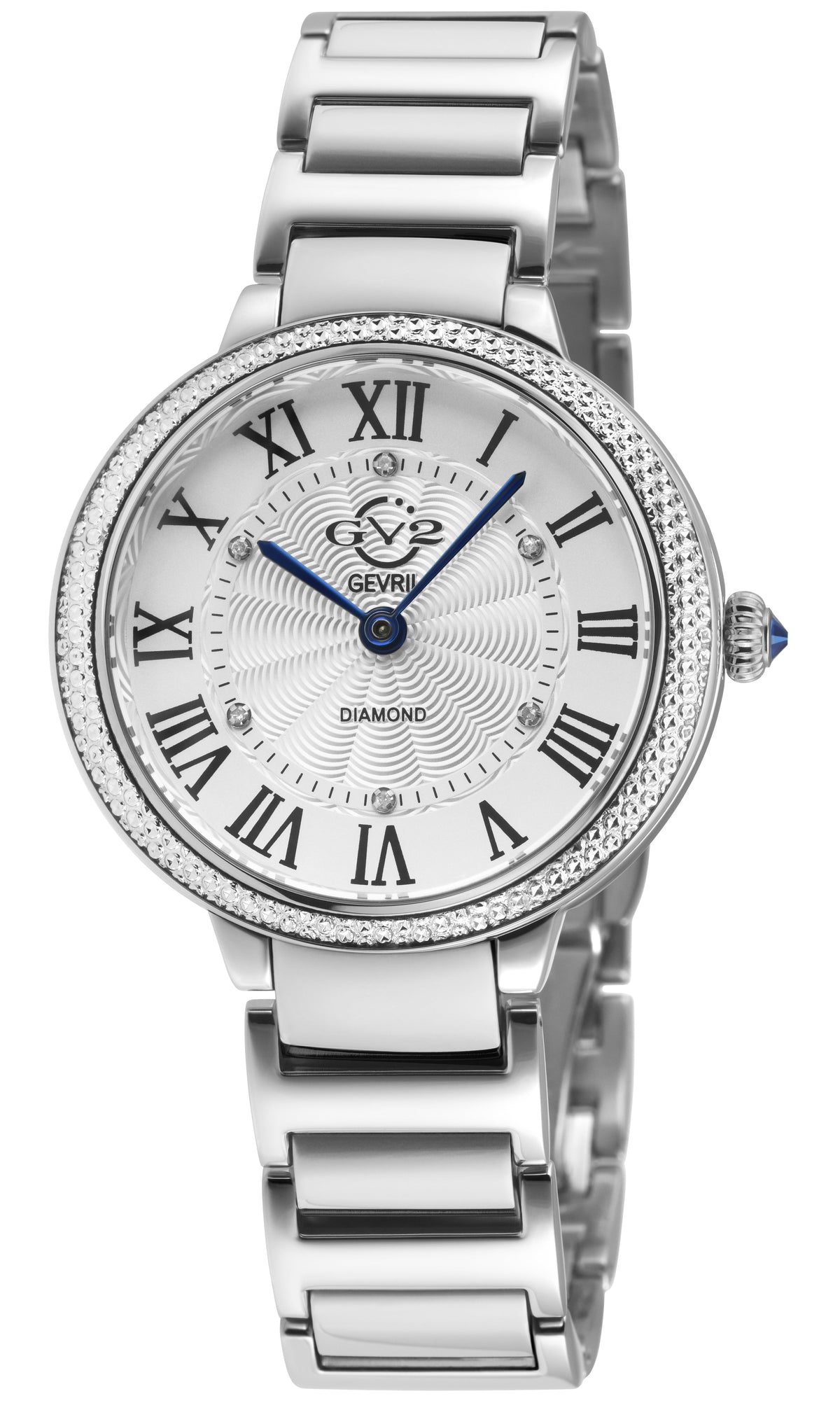 GV2 Rome Brillante Women's Diamond 316L Stainless Steel Case,Silver Dial, 316L Stainless Steel Watch