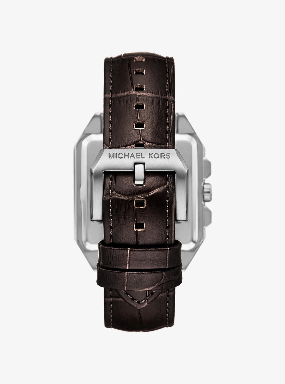 Oversized Hayes Silver-Tone and Crocodile Embossed Leather Watch