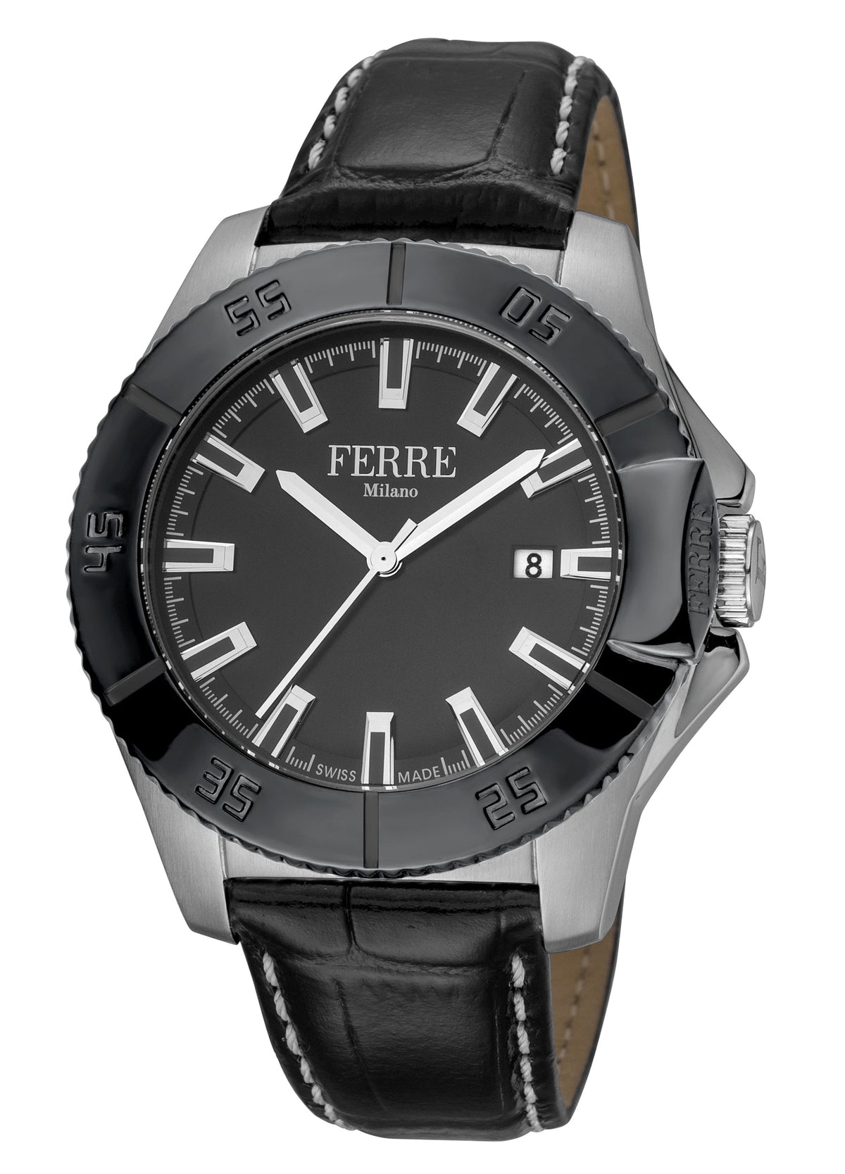 Ferre Milano  Men's White MOP Dial Calfskin Leather Watch