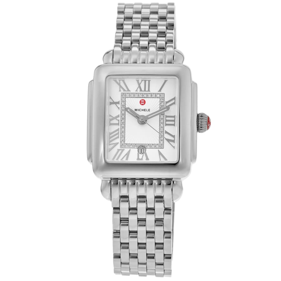 Michele Deco Madison Silver Diamond Dial Steel Women's Watch MWW06G000012