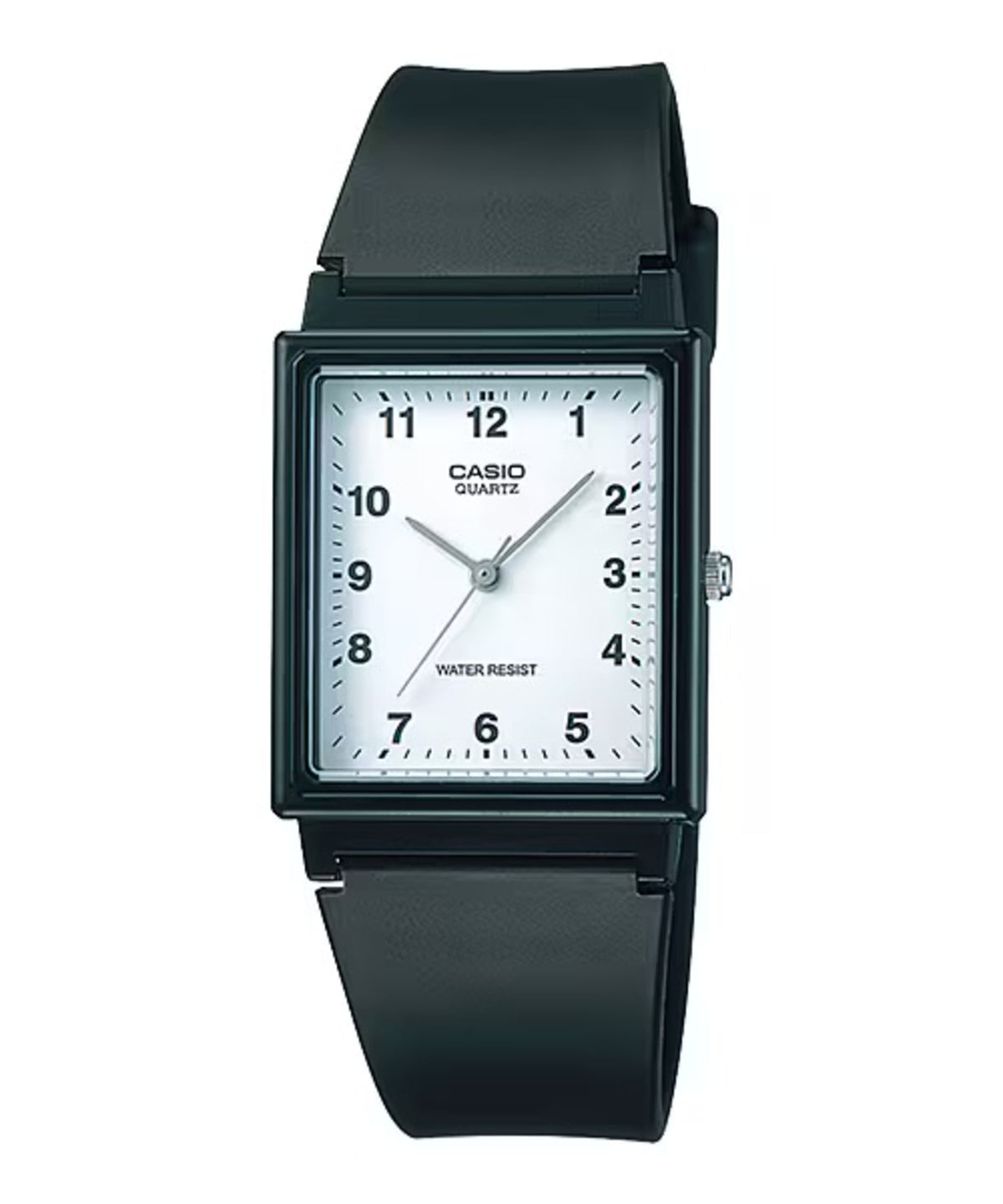 Casio Men’s Black Rectangular Analog Watch with White Dial - MQ-27-7B