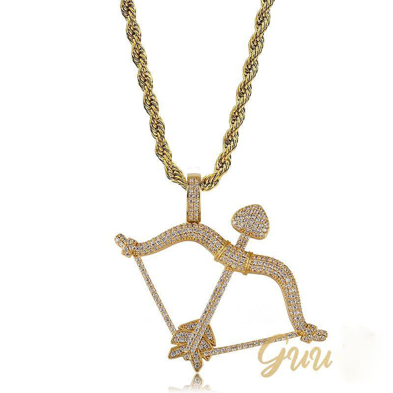 Iced 18K Gold-Plated Micro-inlay AAA CZ Cupid Arrow Necklace