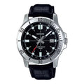Casio Men’s Black Dial Sport Analog Watch with Leather Strap - MTP-VD01L-1EVUDF