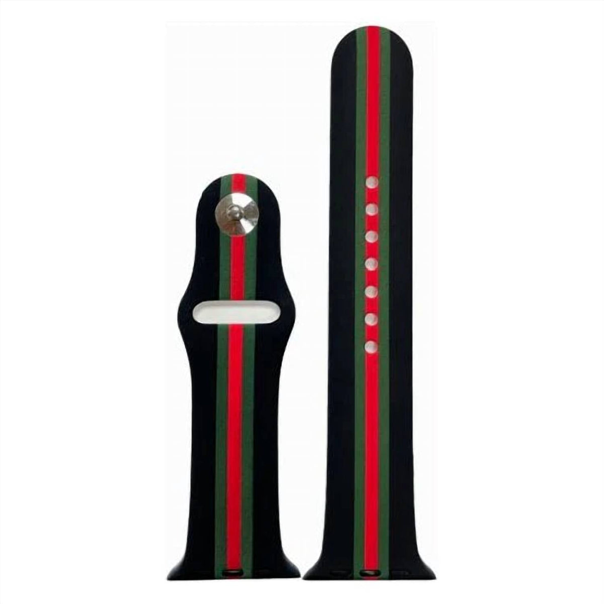 Unisex Striped Silicone Apple Watch Band -42Mm In Black
