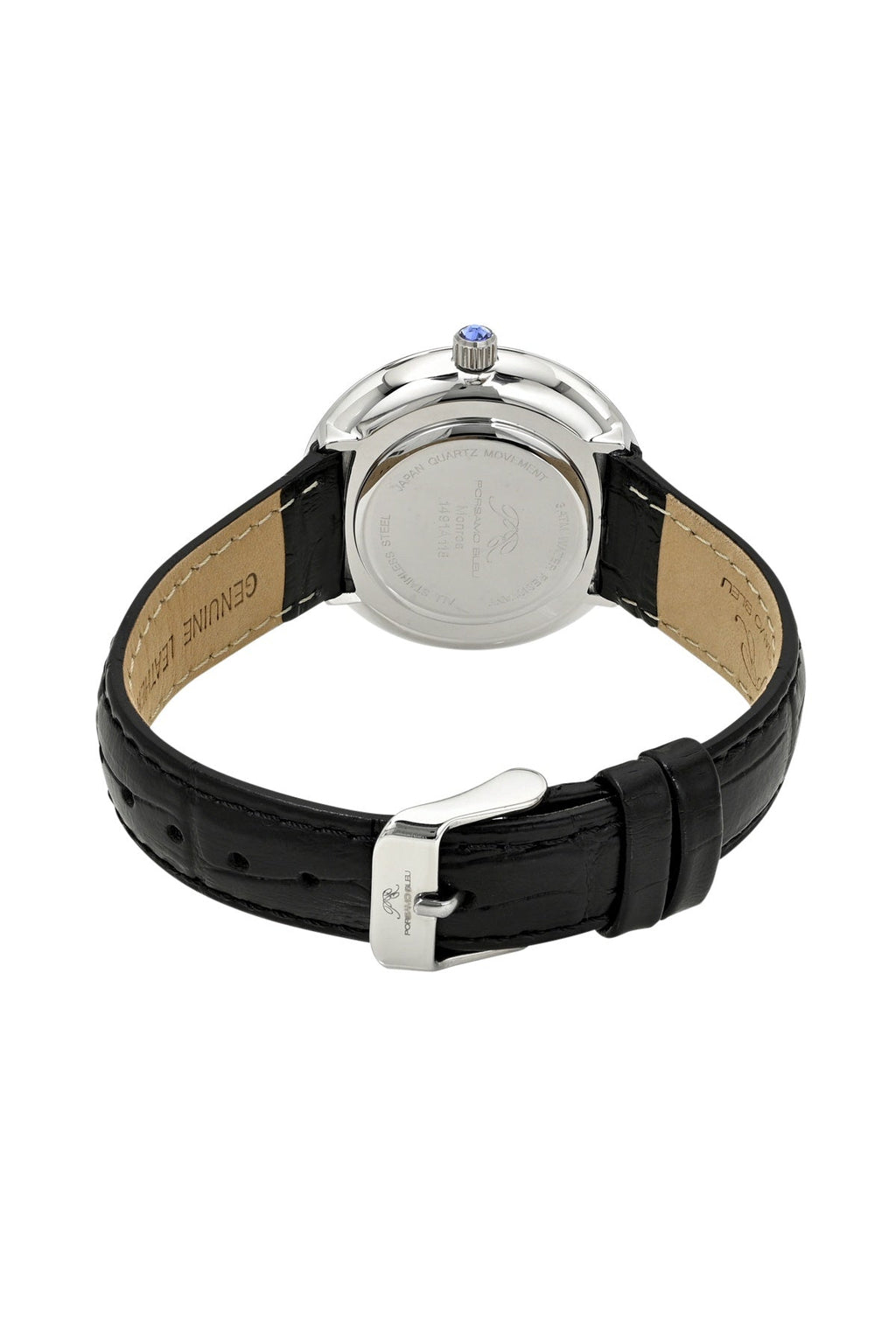 Porsamo Bleu Women's Monroe Genuine Leather Silver Tone and Black Watch 1491AMOL
