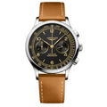 Longines Record Chronometer Chronograph Black Dial Leather Strap Men's Watch L2.921.4.56.2