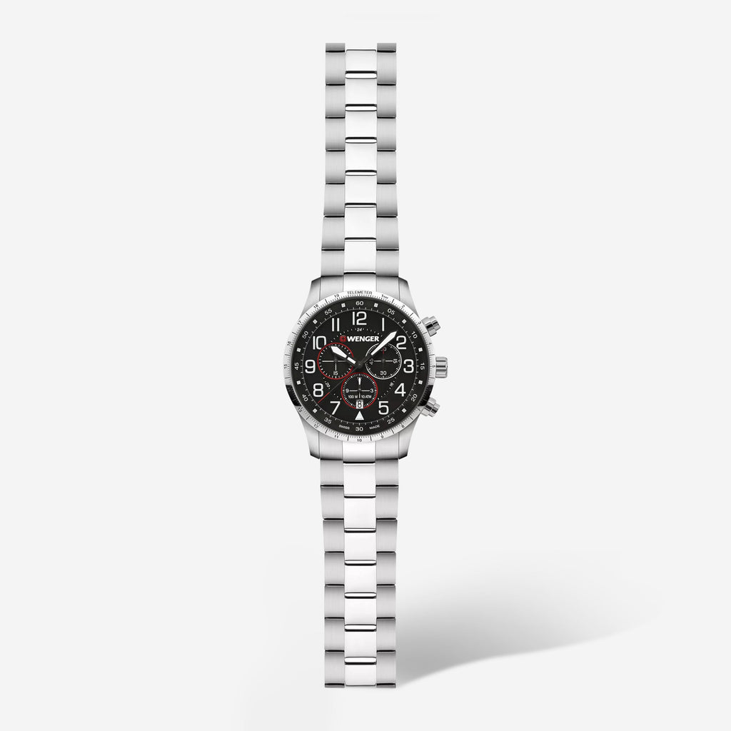 WENGER Swiss Army Men's 01.1543.120 Attitude Black Dial Chronograph Watch 44mm