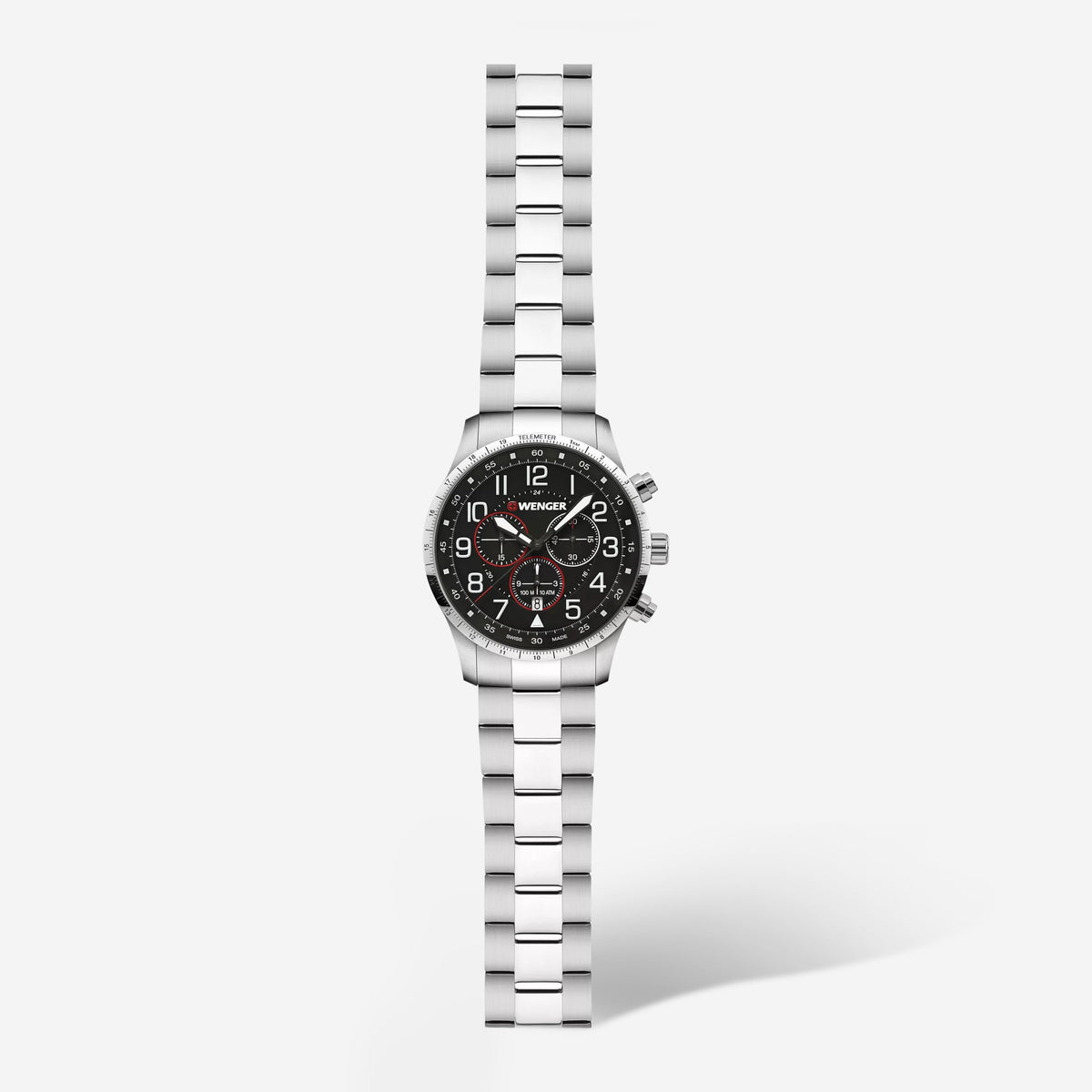 WENGER Swiss Army Men's 01.1543.120 Attitude Black Dial Chronograph Watch 44mm