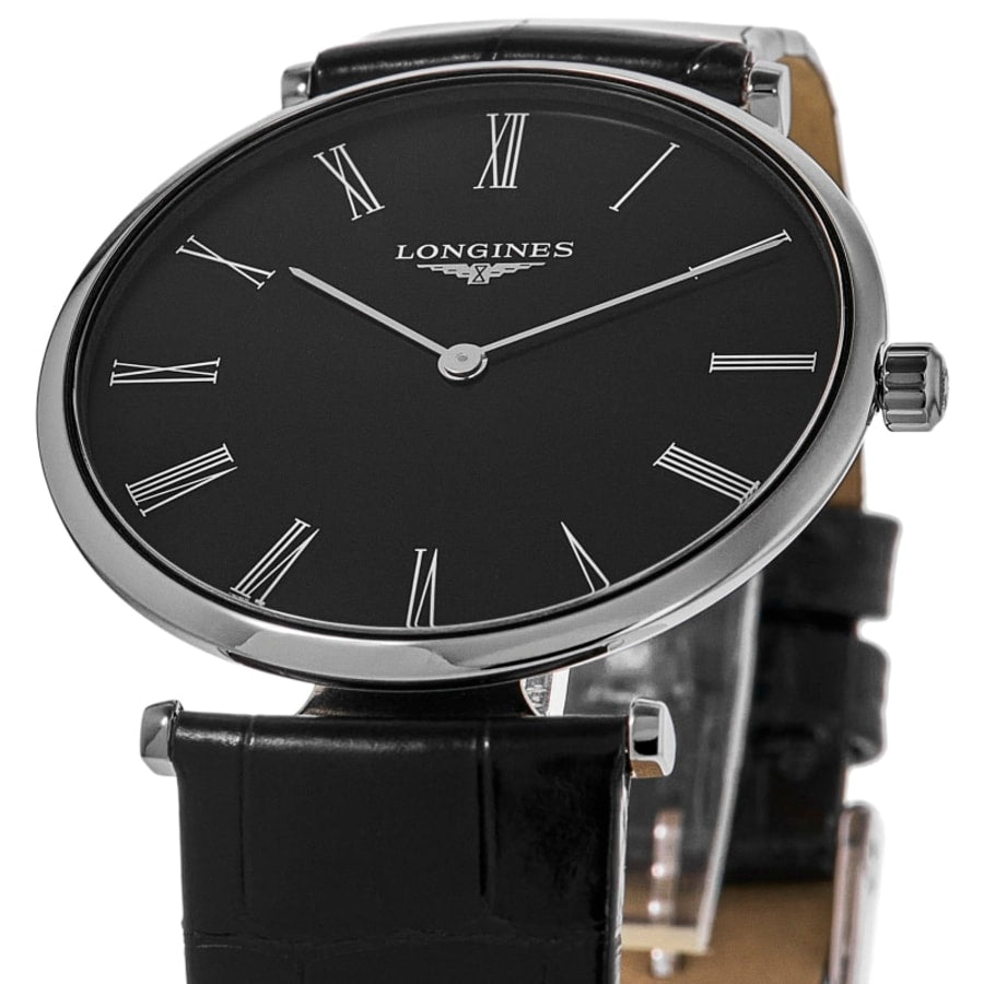 Longines La Grande Classique Quartz Black Dial Leather Strap Men's Watch L4.866.4.51.2