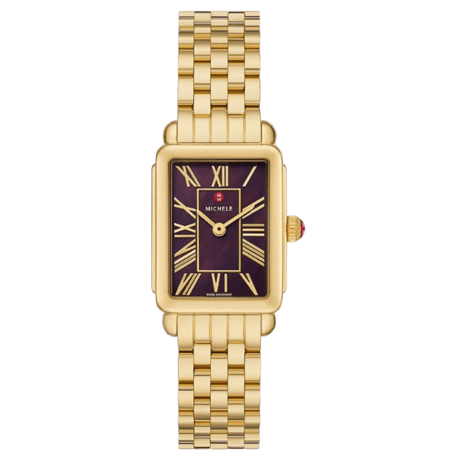 Michele Deco Park Mother of Pearl Dial 18K Gold-Plated Steel Women's Watch MWW06E000147