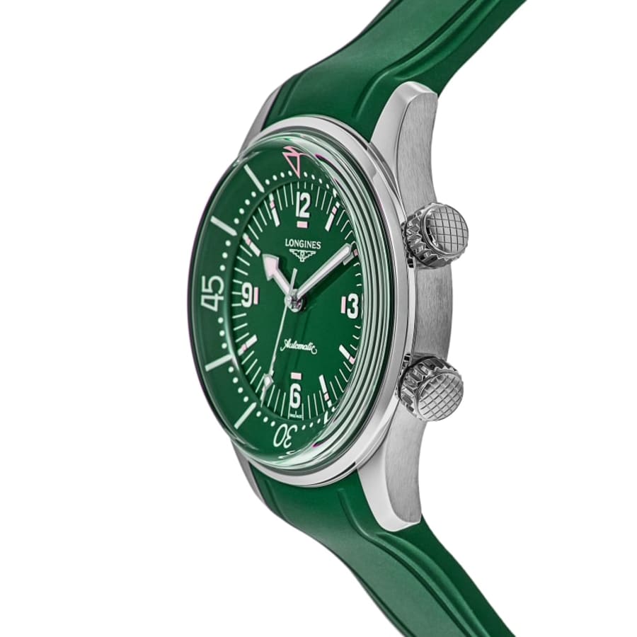 Longines Legend Diver Green Dial Rubber Strap Men's Watch L3.764.4.06.9