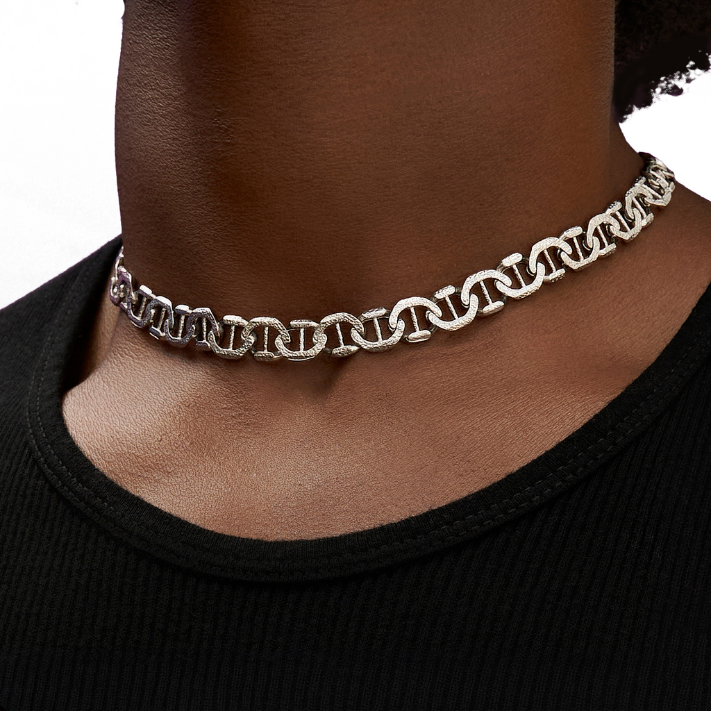 Adjustable Mariner Chain in White Gold - 9MM
