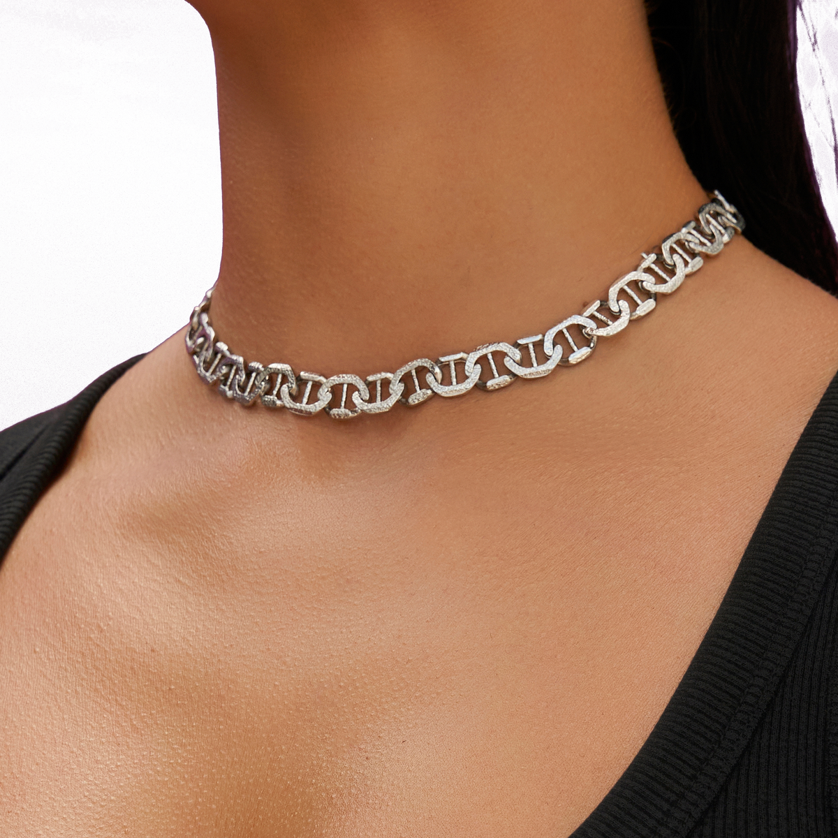 Adjustable Mariner Chain in White Gold - 9MM