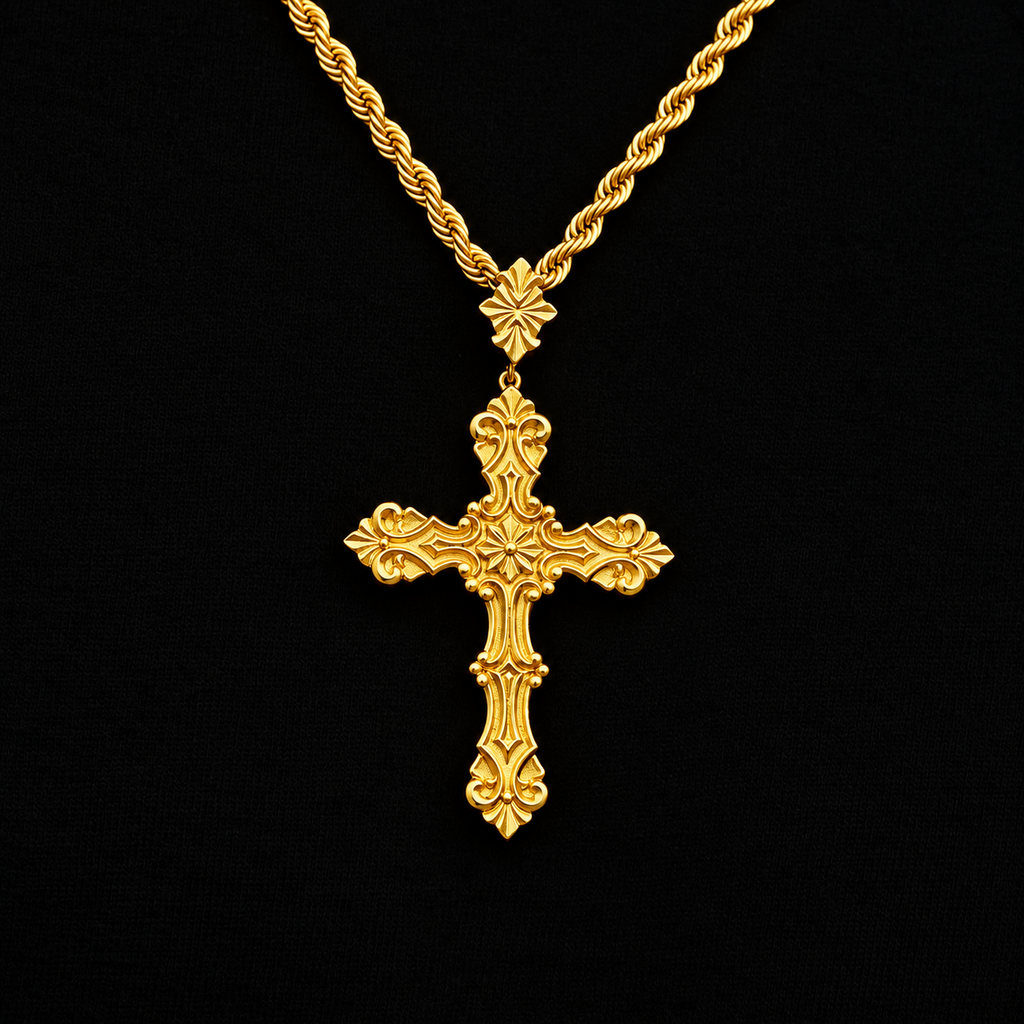 Medieval Cross Pendant in Yellow Gold