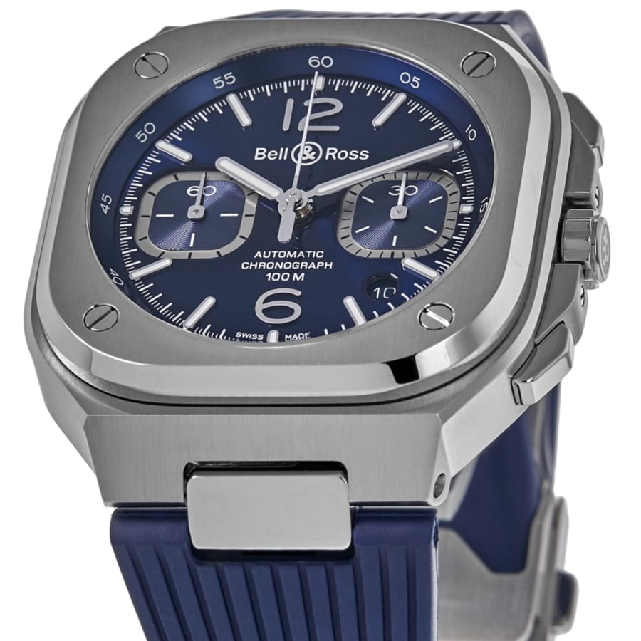 Bell & Ross BR 05 Chronograph 42mm Blue Dial Rubber Strap Men's Watch BR05C-BLU-ST/SRB