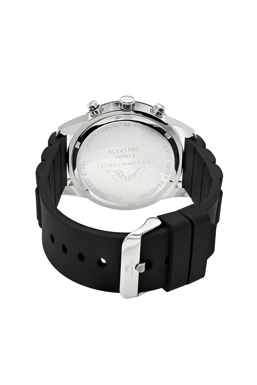 Porsamo Bleu Logan Chronograph Silicon Silver Tone & Black Men's Watch 1451ALOR