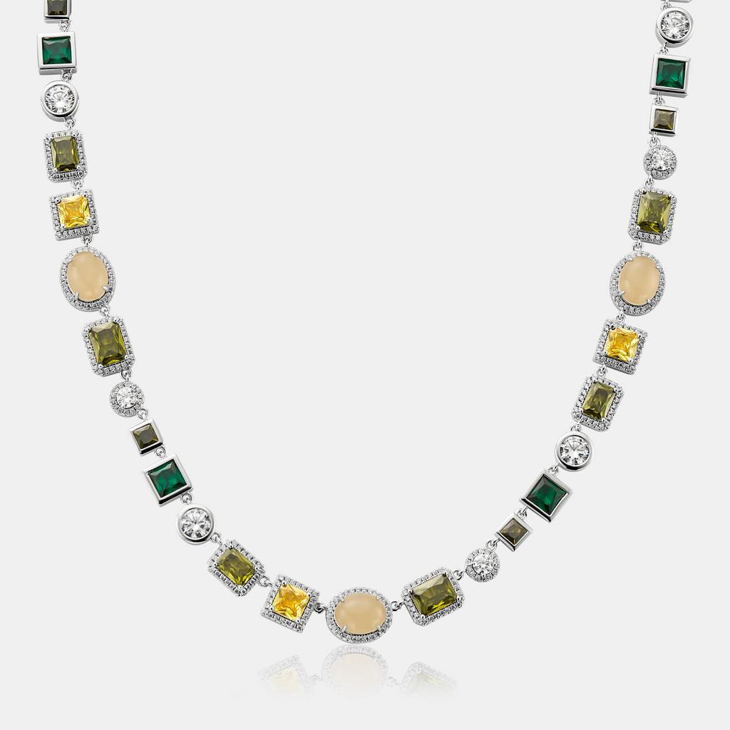 Emerald Gemstone Necklace (Silver)