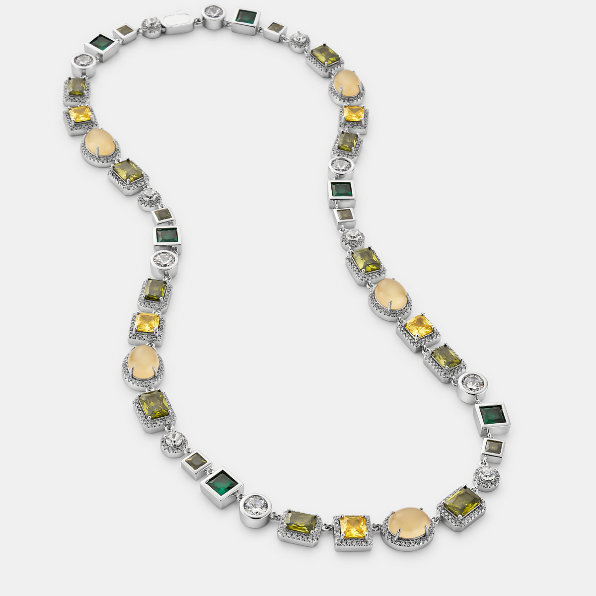 Emerald Gemstone Necklace (Silver)