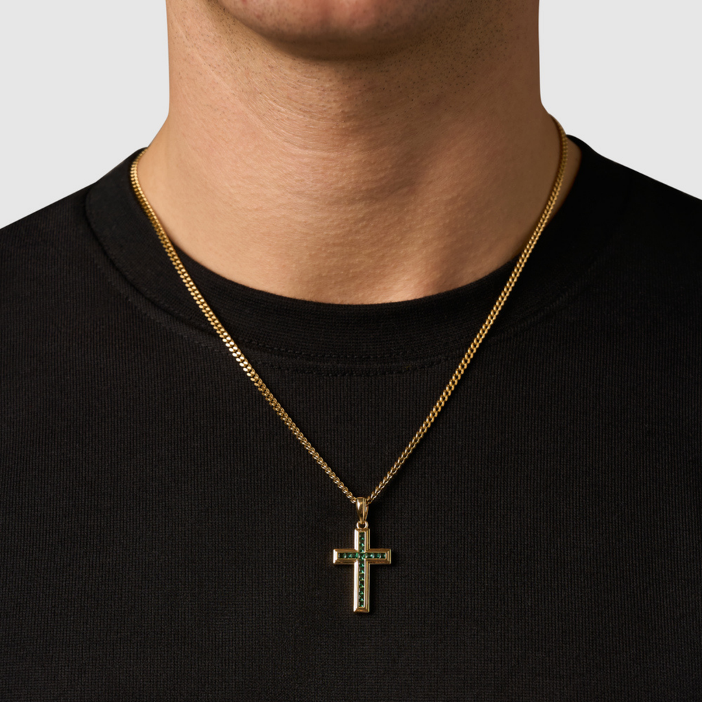 Emerald Stone Cross (Gold)