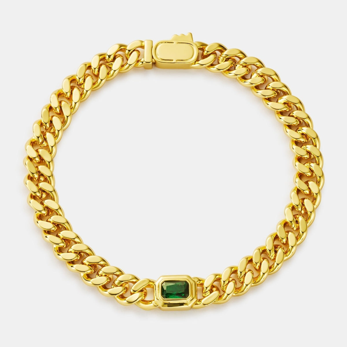 Emerald Cuban Bracelet (Gold) 6mm