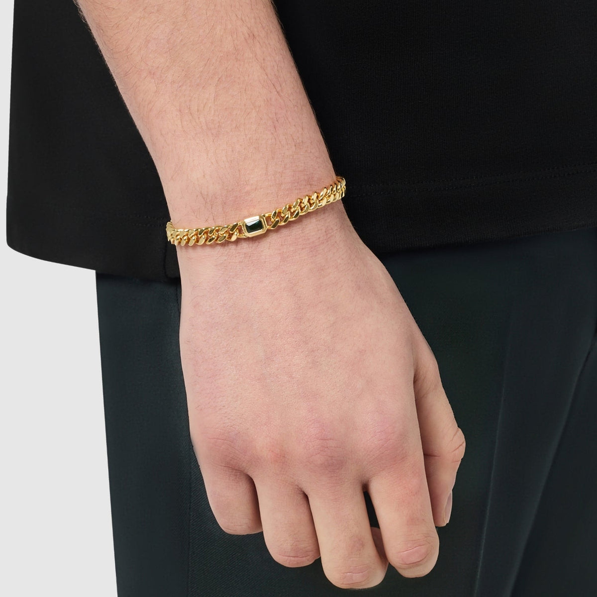 Emerald Cuban Bracelet (Gold) 6mm