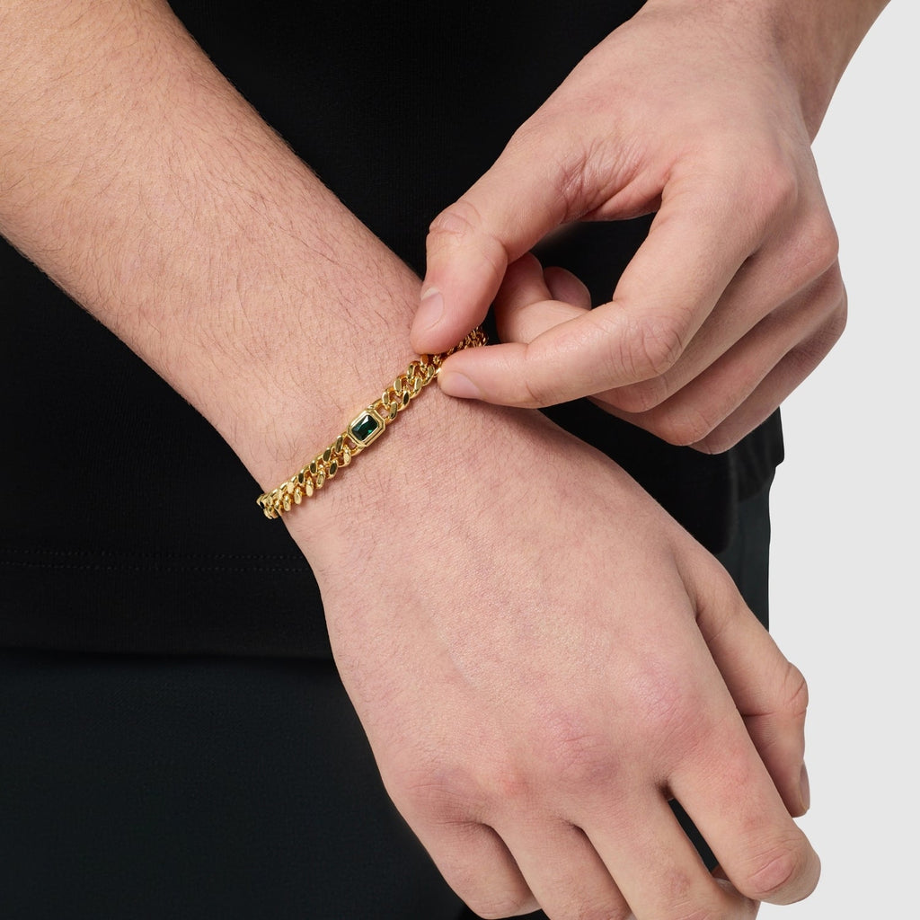 Emerald Cuban Bracelet (Gold) 6mm