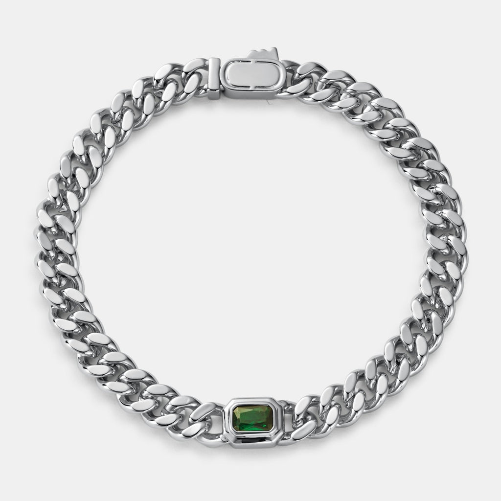 Emerald Cuban Bracelet (Silver) 6mm