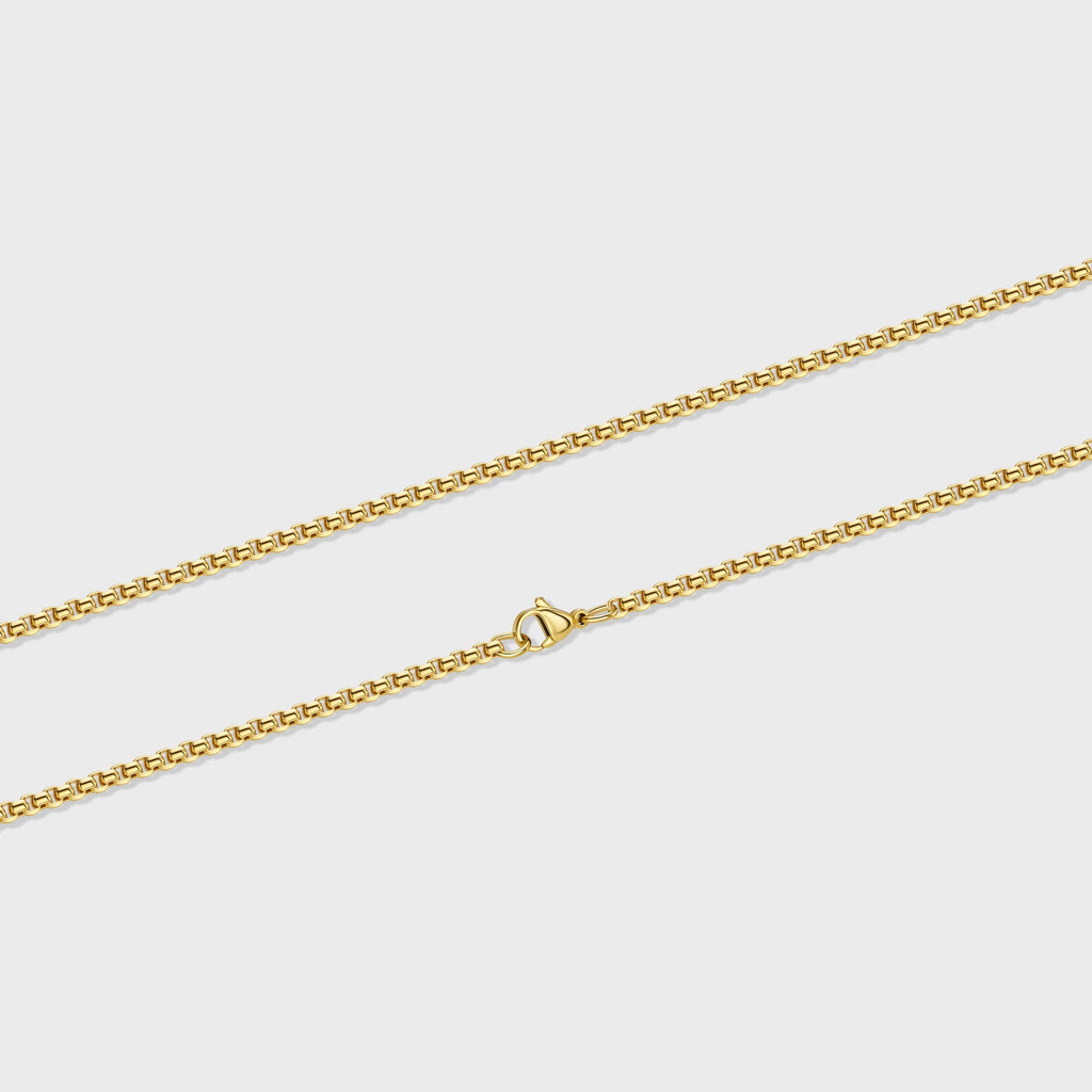Women's Round Box Chain (Gold) - 3mm
