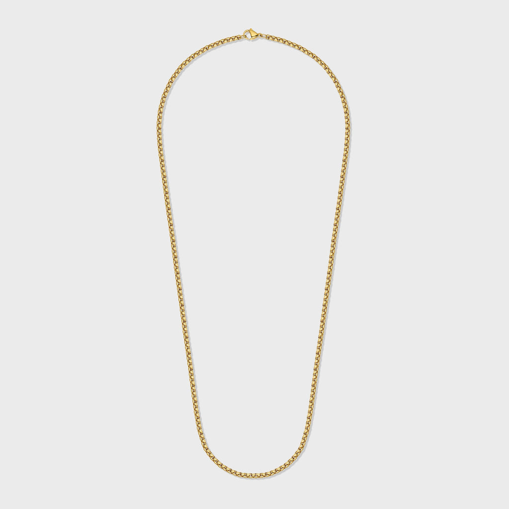 Women's Round Box Chain (Gold) - 3mm