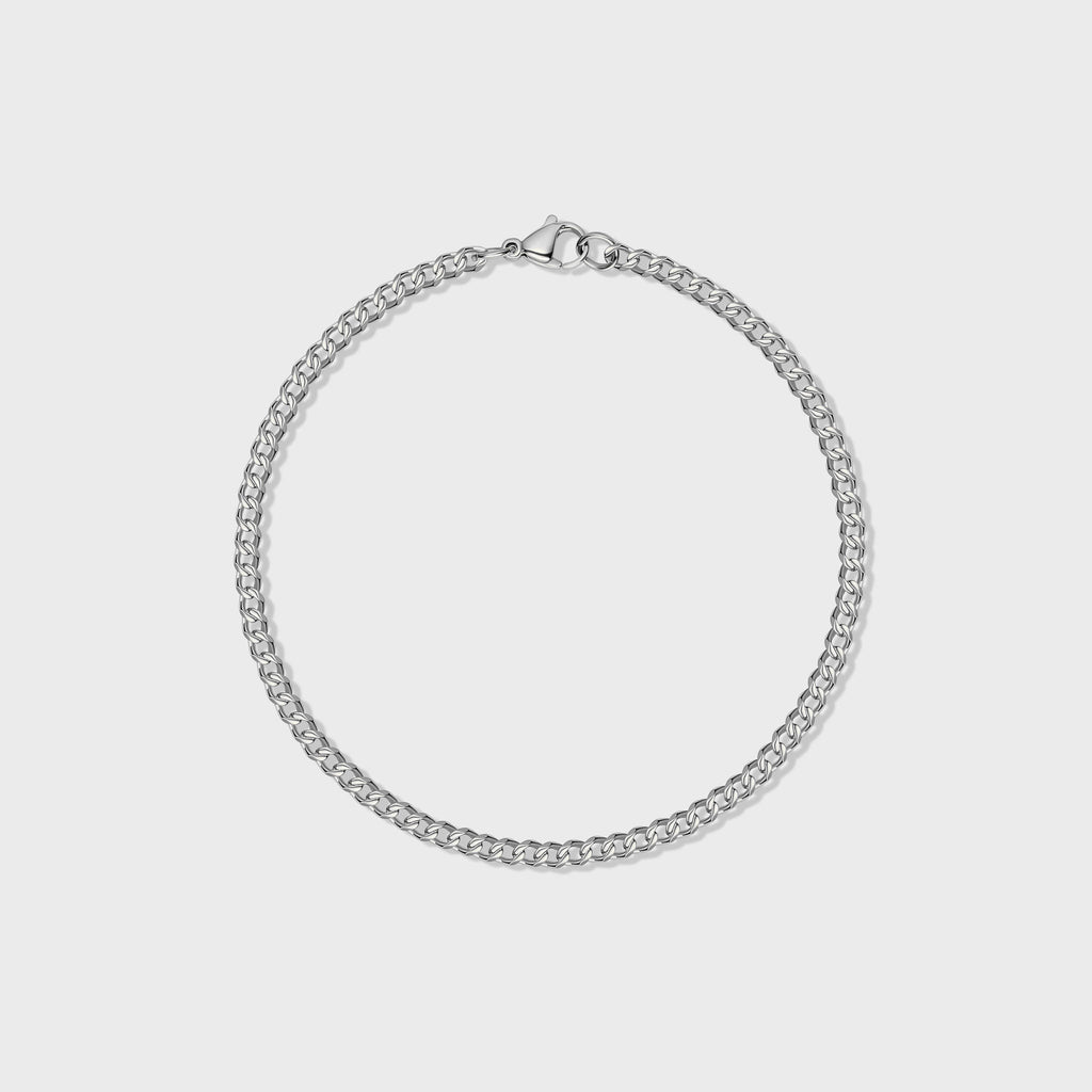 Women's Micro Cuban Link Chain + Bracelet (Silver) - 3mm