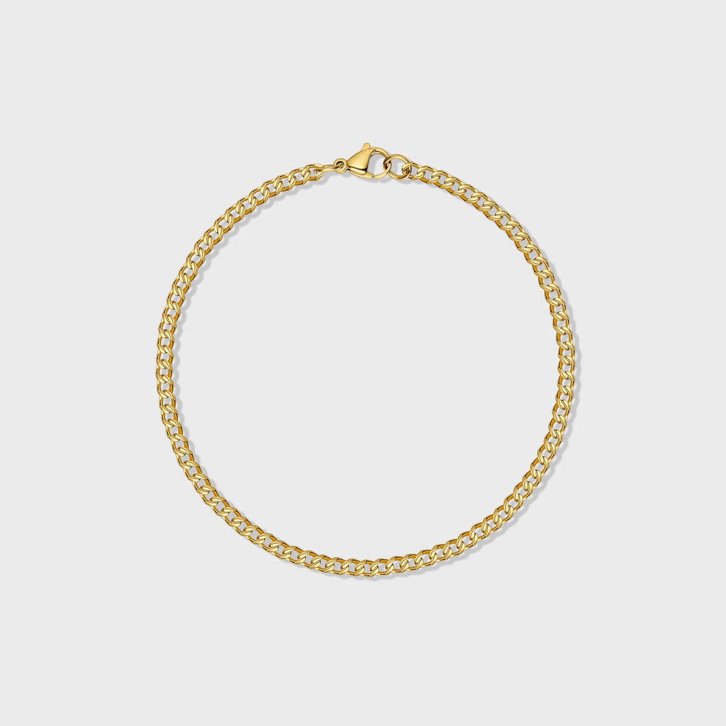 Women's Micro Cuban Link Chain + Bracelet (Gold) - 3mm