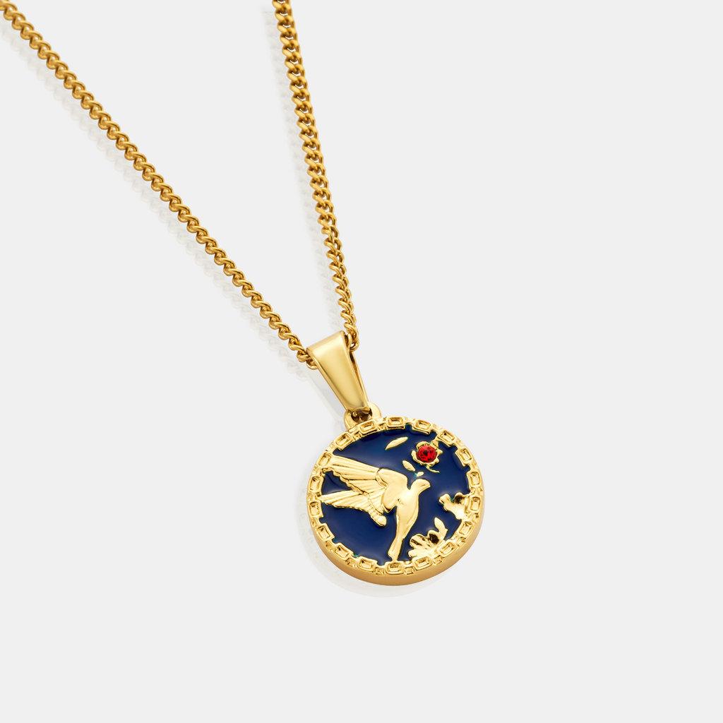 Enamel Swallow Pendant (Gold)