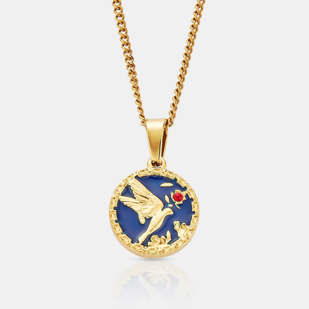 Enamel Swallow Pendant (Gold)