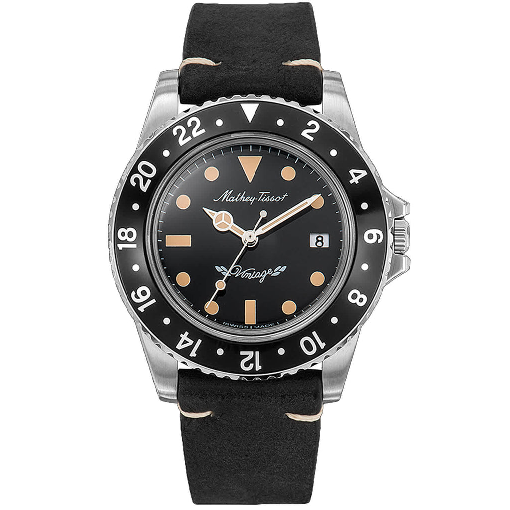 Mathey Tissot Men's Vintage Black Dial Watch
