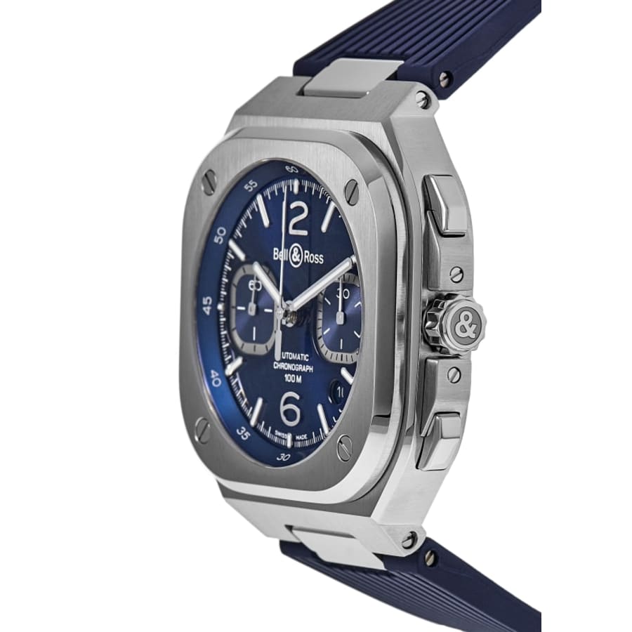 Bell & Ross BR 05 Chronograph 42mm Blue Dial Rubber Strap Men's Watch BR05C-BLU-ST/SRB