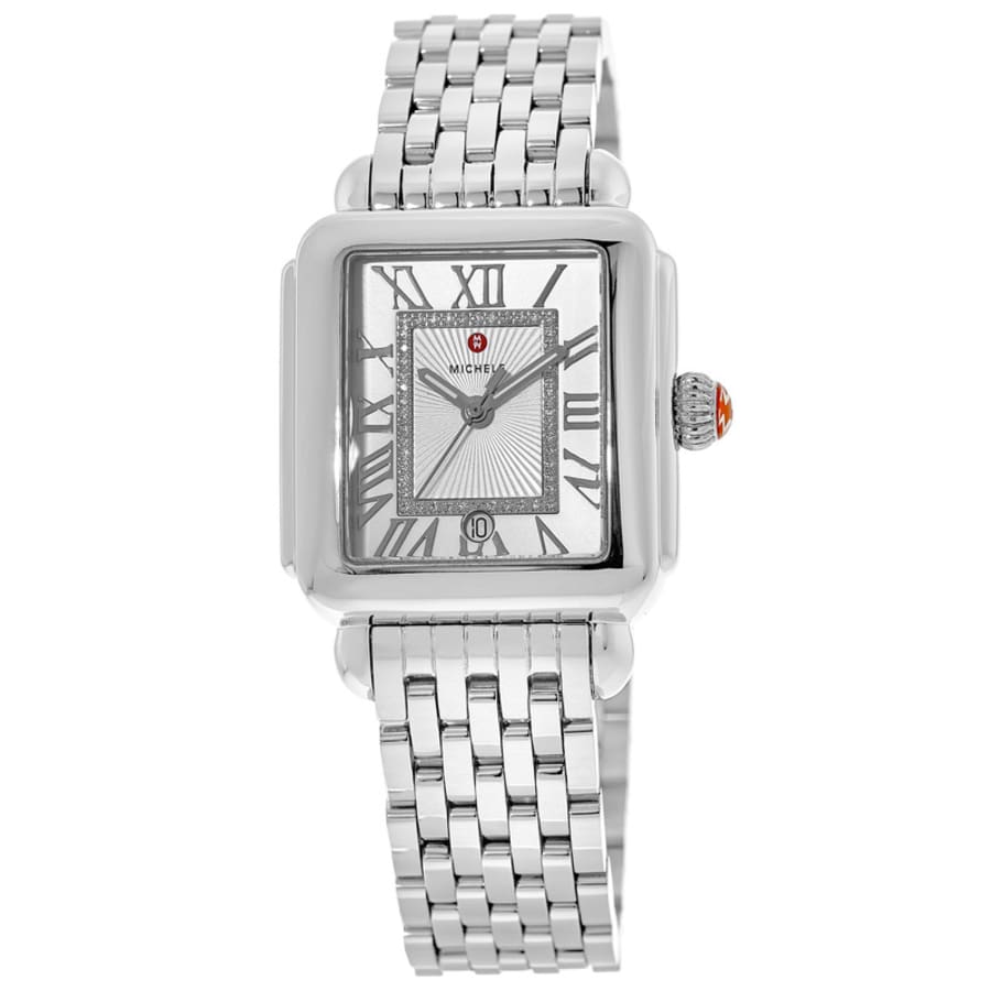 Michele Deco Madison Diamond Silver Sunray Diamond Dial Women's Watch MWW06T000141