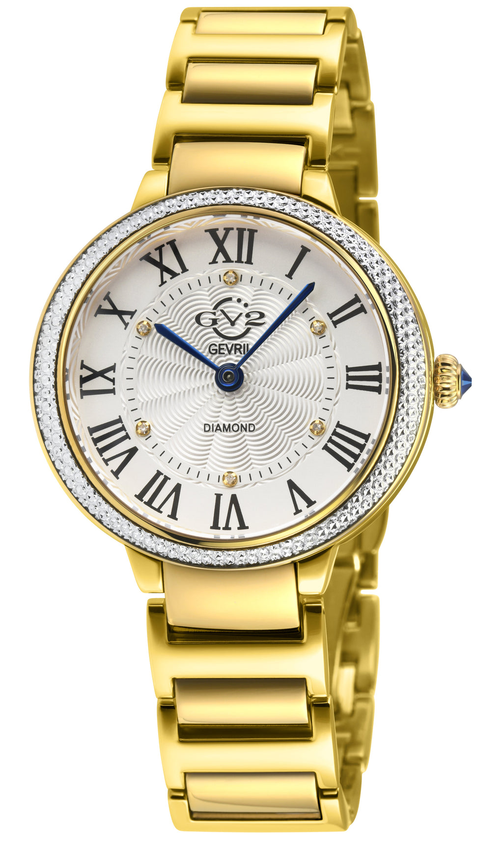 GV2 Rome Brillante Women's Diamond 316L Stainless Steel Case,White  Dial, 316L Stainless Stee IPYG  Watch