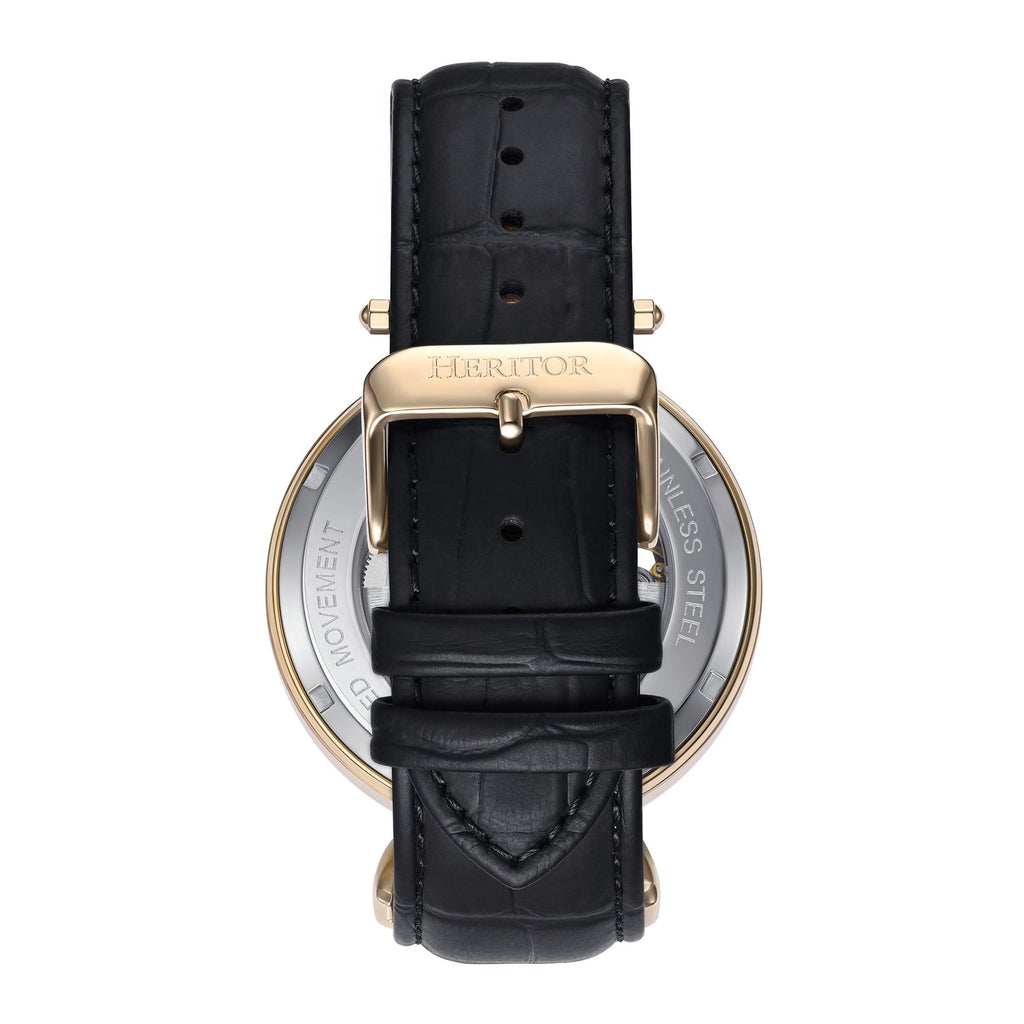 Lincoln Leather-Band Skeleton Watch with Moon Phase